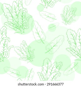 vector seamless pattern with spinach and its leafs