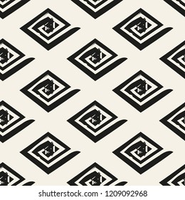 Vector seamless pattern with spiral curl.Modern stylish texture.Black and white