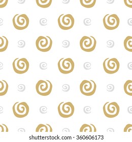  Vector seamless pattern spiral in doodle style. Hand drawing.