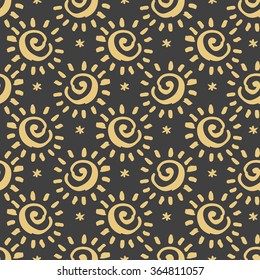  Vector seamless pattern spiral in doodle style. Hand drawing.