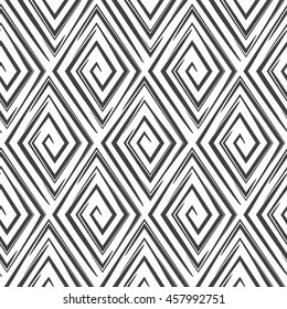 Vector seamless pattern with spiral rhombuses.Modern stylish texture.Black and white