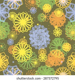 Vector Seamless Pattern with Spiral Shapes Cycles. 