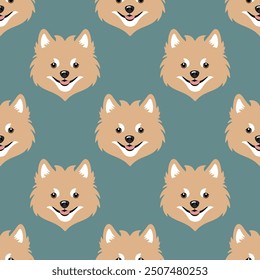 Vector seamless pattern with spitz dog heads.