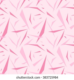 Vector seamless pattern with splinters / fragments. Light abstract background in pink colors. Good for design of wrapping paper or greeting cards.