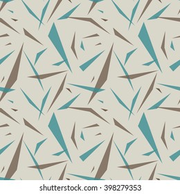 Vector seamless pattern with splinters / fragments. Abstract background in sea green, brown and gray colors. Good for design of wrapping paper, invitation and greeting cards.