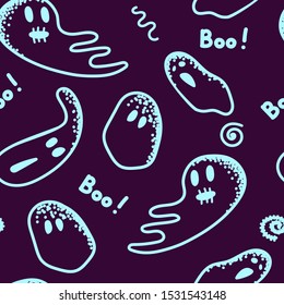 Vector seamless pattern with spooks, ghosts seamless pattern for Halloween. Good for wrapping paper, textile.