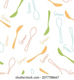 Vector Seamless Pattern with Spoon Tableware Tool Silhouette Art can be use for background and apparel design