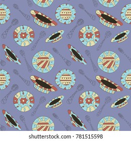 Vector seamless pattern of spoons and plates in Scandinavian style. Used for wallpapers, backgrounds, wrapping paper.