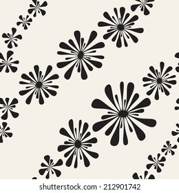 Vector seamless pattern with spots. Modern repeating texture. Fancy diagonal rows of stylized flowers. Contrast repeating unusual print for a variety of uses: fabric, wallpaper, cover, wrapping