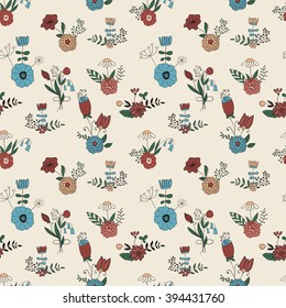Vector Seamless Pattern with Spring Bouquets