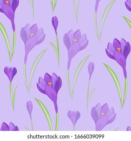 Vector seamless pattern - spring crocus, mask added, image can be edited