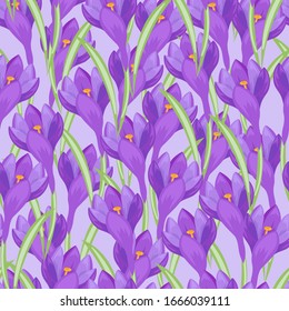 Vector seamless pattern - spring crocus, mask added, image can be edited