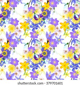 vector seamless pattern of spring flowers
