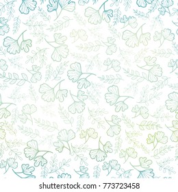 Vector seamless pattern with spring leaves pastel gradient. Background for fabric or book covers, manufacturing, wallpapers, print, gift wrap, scrapbooking.