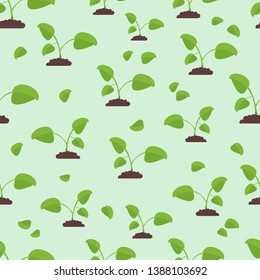 
vector seamless pattern with sprouts from the ground
