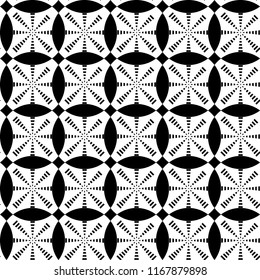 Vector of seamless pattern with square and circles.Black and white.