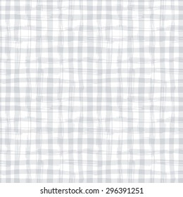 Vector seamless pattern with square hand drawn texture. Grey checkered tablecloth.