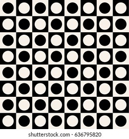 Vector seamless pattern. Square mix with circle stylish texture. Repeating geometric tiles with Monochrome background.
