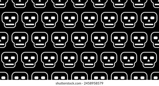 Vector seamless pattern with square rounded skulls, black and white