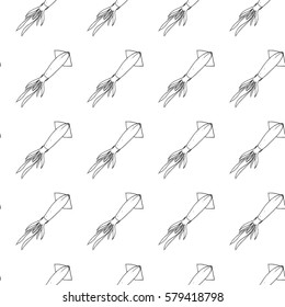 vector seamless pattern with squid