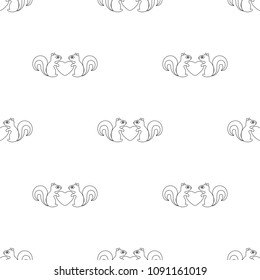 Vector seamless pattern of squirrels with heart