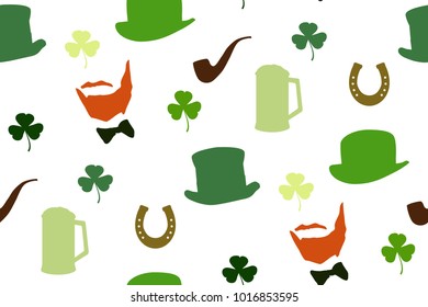 Vector seamless pattern with St. Patrick's day illustrations. 