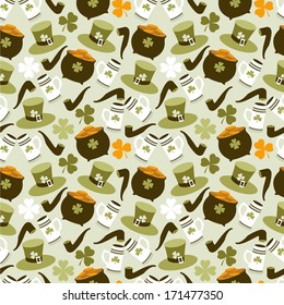 Vector seamless pattern with St. Patrick's day  elements