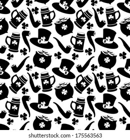 Vector seamless pattern with St. Patrick's day illustrations