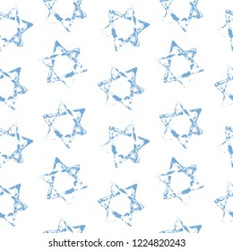 Vector seamless pattern with the Star of David. Background for the design of posters, cards, flyers, for the holiday of Hanukkah. Retro style. Hand drawing.