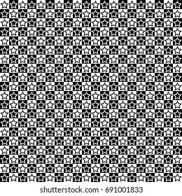 Vector seamless pattern. Star shapes in squares texture. Black-and-white background. Monochrome festive design. Vector EPS10