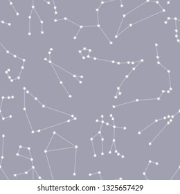 Vector seamless pattern, star zodiac constellations. Zodiac background. Shining stars