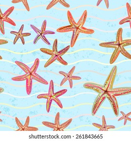 Hand Drawn Seamless Repeat Pattern Starfish Stock Vector (Royalty Free ...