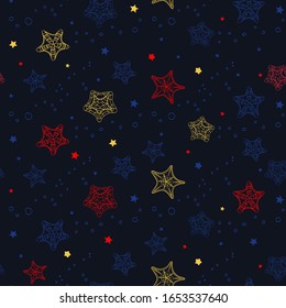 Vector seamless pattern. Starfish colorful shildish dark cover, wrap, pattern, fabric