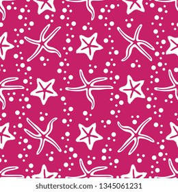 Vector seamless pattern with starfish. Marine background. Design for banner, poster or print.