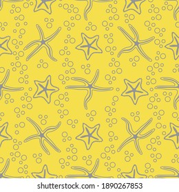 Vector seamless pattern with starfish. Marine background. Design for banner, poster or print. Illuminating and Ultimate Gray.