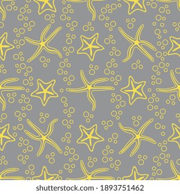 Vector seamless pattern with starfish. Marine background. Design for banner, poster or print. Illuminating and Ultimate Gray.