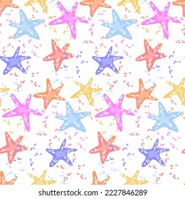 Vector seamless pattern with a starfish. Marine life, underwater world. Suitable for printing on textiles and paper. Children's illustration. Gift wrapping, printing on bedding.