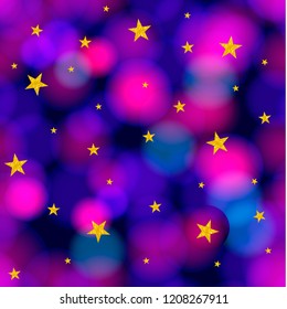 Vector Seamless Pattern: Starrs and Galaxy, Shining Background, Colorful Illustration.