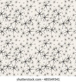 Vector seamless pattern. Starry repeating background. Stylish stellated texture.