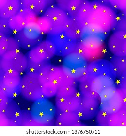 Vector Seamless Pattern: Starry Sky, Cosmic Colorful Background, Wrapping Paper Print Template.