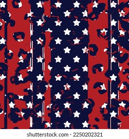 Vector seamless pattern with stars Abstract background hand drawn stripes, lines patch striped and watercolor collage effect. Textile print for bed linen, jacket, package design, fabric and fashion