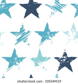 Vector seamless pattern with stars. Abstract background made using of brush smears. hand drawn texture. Trendy hipster print. Modern stylish texture. Repeating geometric tiles with stars