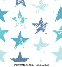 Vector seamless pattern with stars. Abstract background made using of brush smears. hand drawn texture. Trendy hipster print. Modern graphic design 