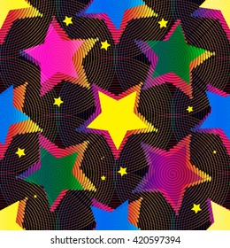 vector seamless pattern with stars. Bright vector background.