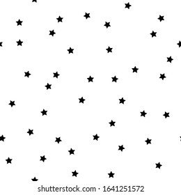 Vector seamless pattern with stars in a chaotic manner. Simple design for wrapping, wallpaper, textile