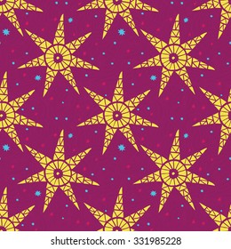 Vector seamless pattern with stars. Hand drawn background.
