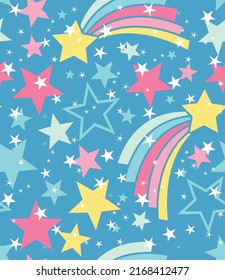 Vector seamless pattern with stars, and meteor