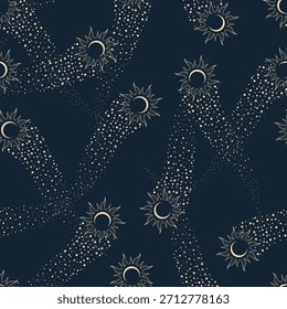Vector seamless pattern with stars. Mystical esoteric background for design of fabric, packaging, astrology, phone case, wrapping paper.