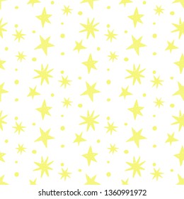 Vector seamless pattern with stars on a white background. Cosmos theme