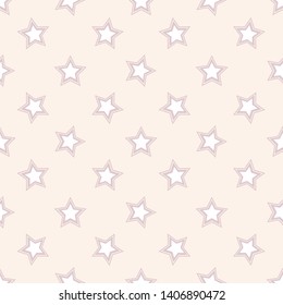 Vector seamless pattern with stars on light pink background. Simple design for fabrics, wallpapers, textiles, web design.